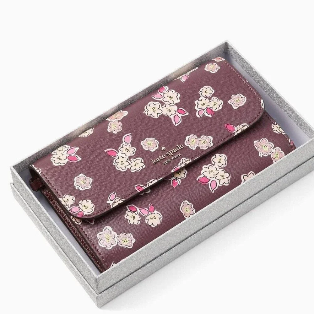 Kate Spade Women Large Continental Wallet Deep Berry Multi, NWT - Picture 3 of 7